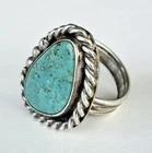 Vintage Native American Navajo STERLING SILVER TURQUOISE RING Size 6.75