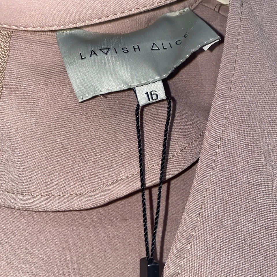 Lavish Alice Woman’s Blouse Size 18 Long Sleeved New Tags Asymmetrical Edge - Image 2 of 4