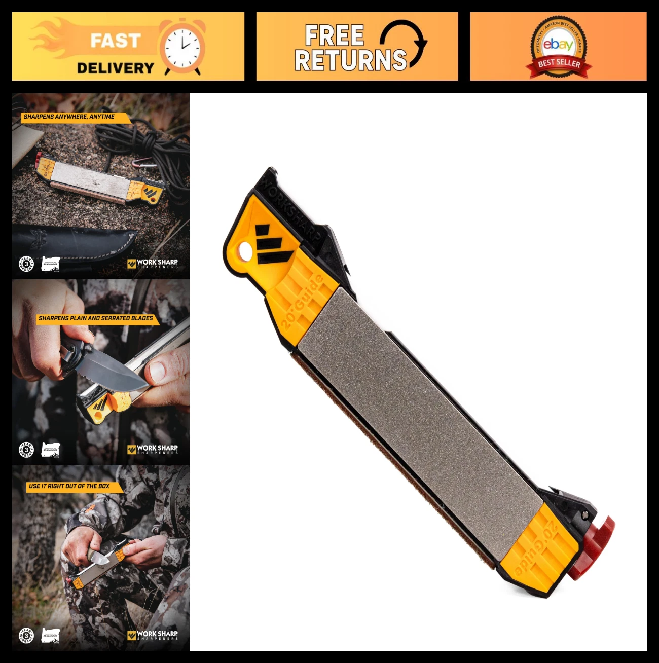 Compact Guided Field Knife Sharpener Tool - Portable Travel Sharpener for Outdoo