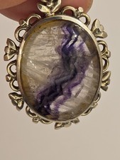 Blue John Pendent In Sterling Silver 3cm