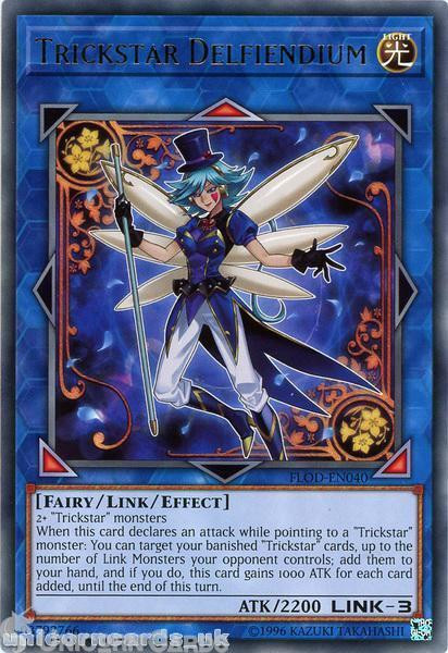 FLOD-EN040 Trickstar Delfiendium Rare UNL Edition Mint YuGiOh Card