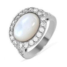 Mother of Pearl MOP CZ Ring .925 Sterling Silver Choose: Size 6 or 7 New ss