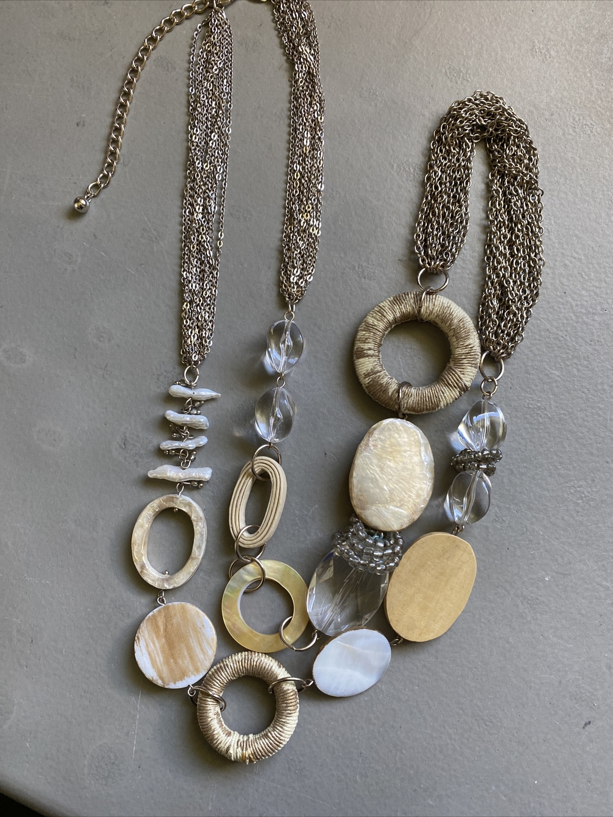 Long Nice Statement necklace assorted materials 4… - image 1