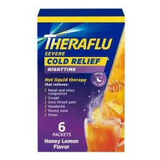 Thera flu Severe Nighttime Cold Relief Dissolvable Honey Lemon Powder, 6 Packets