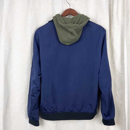 Zara Man layered hooded bomber jacket olive green cotton blue softshell XXL - Picture 4 of 6