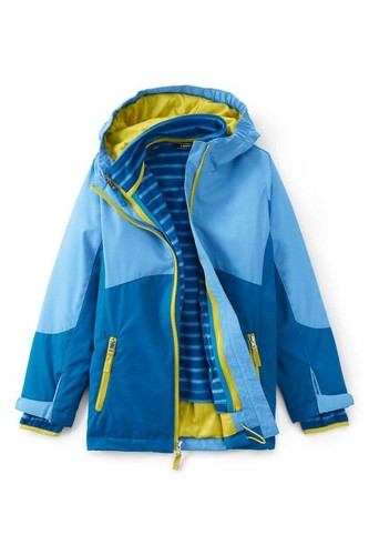 LANDS' END Little Girl's L(6X) Bright Sea Blue 3-in-1 Stormer Parka NWT $125