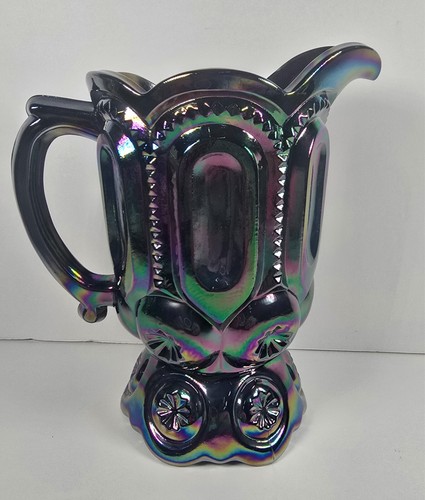 LE Smith Amethyst Carnival Glass Moon & Star Pitcher - Stunning Vintage - RARE - Picture 2 of 10