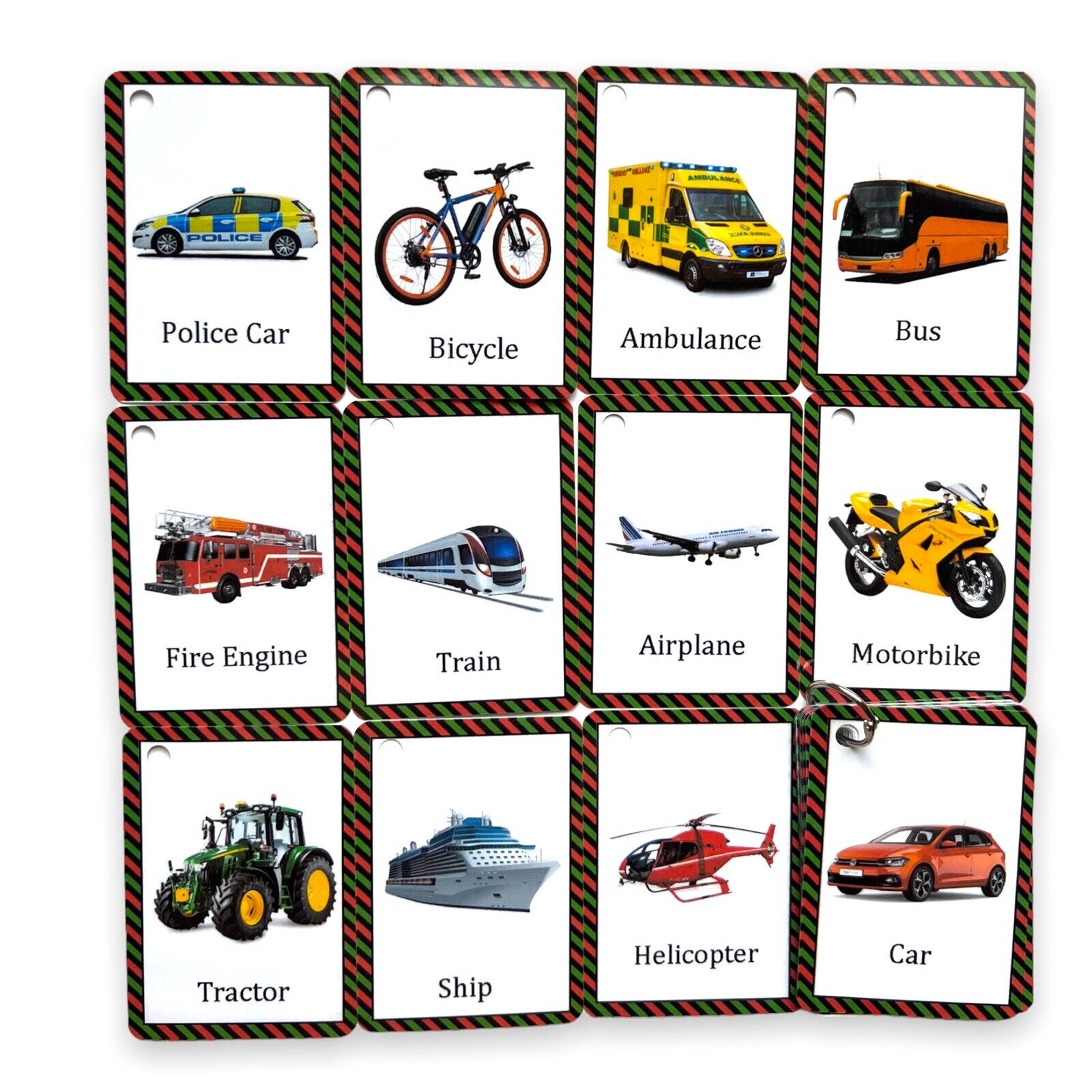 24 Transport Flashcards / Image Cards for Kids preschoolers