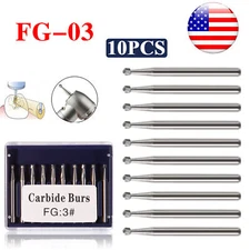 FG 3 Dental Round Carbide Steel Drills Burs FG Bur for High Speed Handpiece