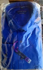 Geoffrey Beene Wrinkle Free Blue Cotton Blend Big Mens Shirt Regatta 19-34-35