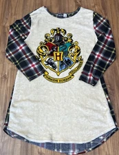 Harry Potter Fuzzy Flannel Hogwarts Women’s Long Sleeve Night Shirt Large 14-16