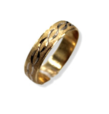 14K Yellow Gold Men's Etched Wedding Band 12.25 