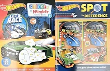 Hot Wheels Sticker by Number and Spot the Difference Activity Books Set of 2