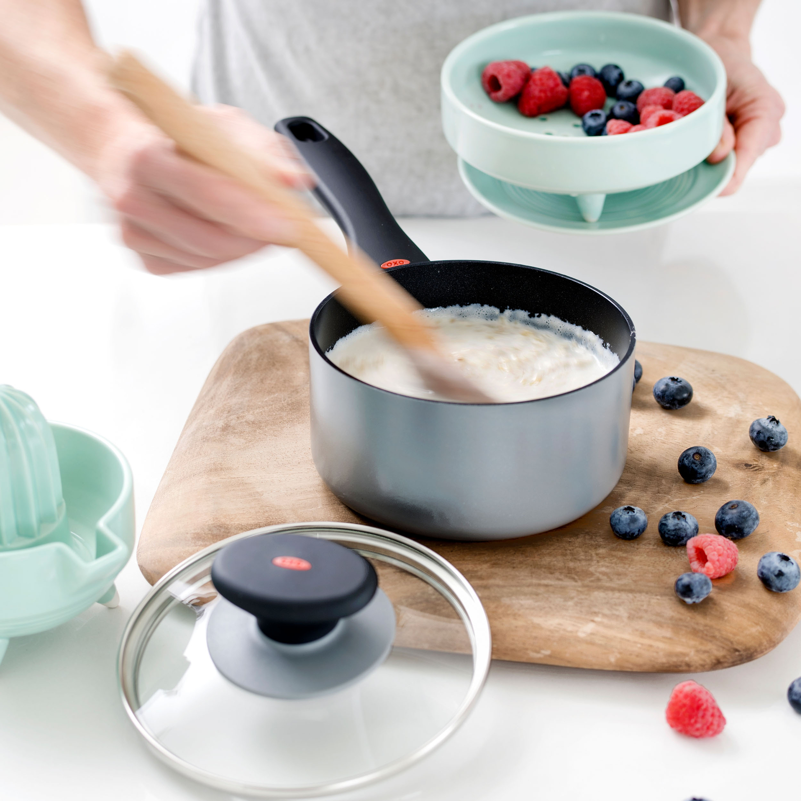 Oxo Saucepan Set 3 Piece Ceramic NonStick Induction (Damaged Packaging