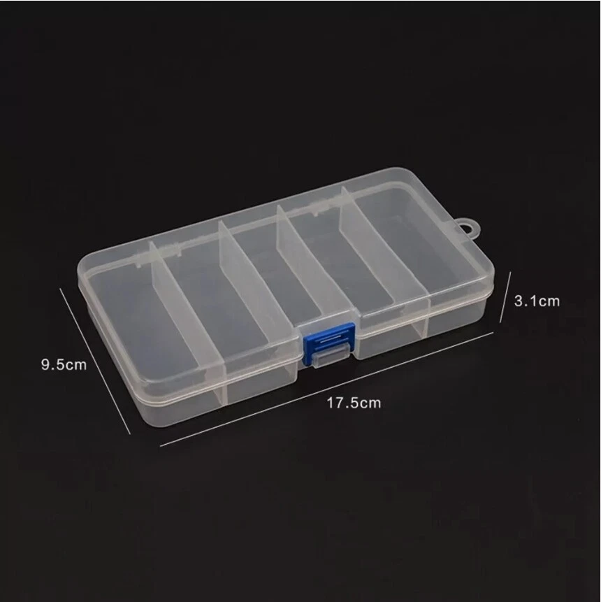 Caja de señuelos para moscas de 5 compartimentos caja de almacenamiento cuchara gancho aparejos de cebo Foto 3 de 4