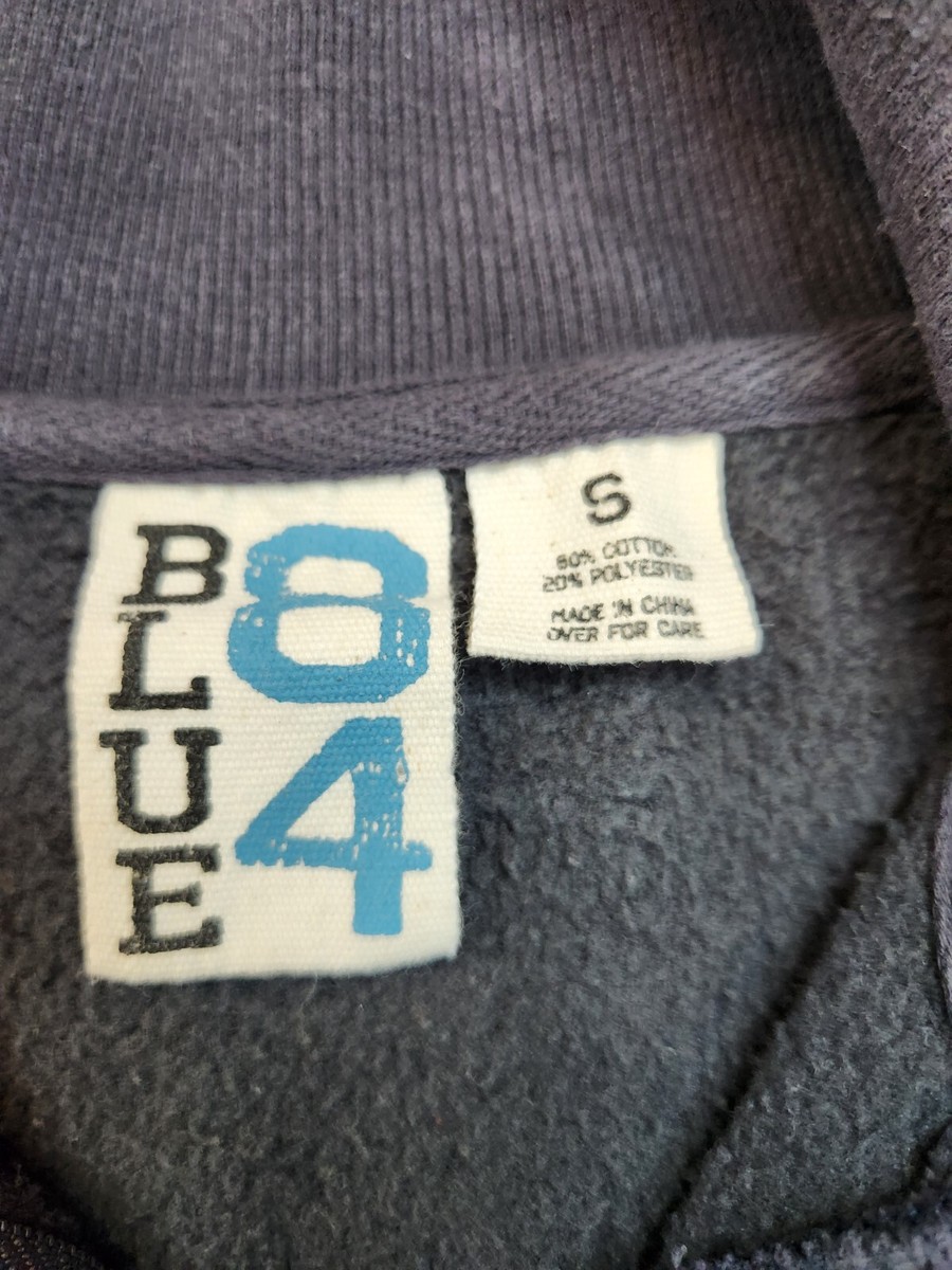 Blue 84 1/4 Zip Mock Collar Sweatshirt Kangaroo Pocket Navy
