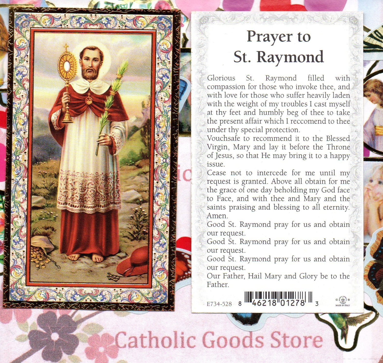 St. Raymond with Prayer to Saint Raymond Gold Trim Paperstock Holy Card eBay