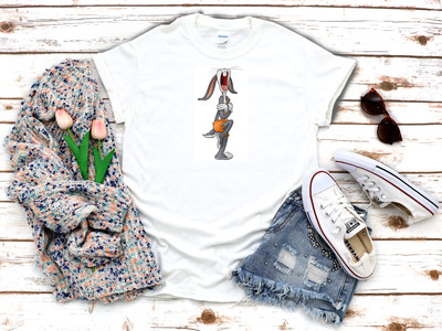 Bugs Bunny schreiende Figur weiß Damen 3/4 Kurzarm T-Shirt K799