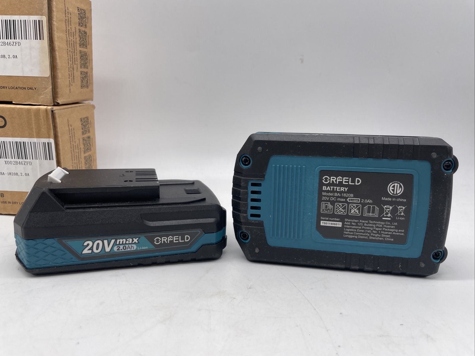 Set Of 2 Orfeld 20v 2.0Ah Lithium ion Battery BA-1820B For Cordless Drill Tool