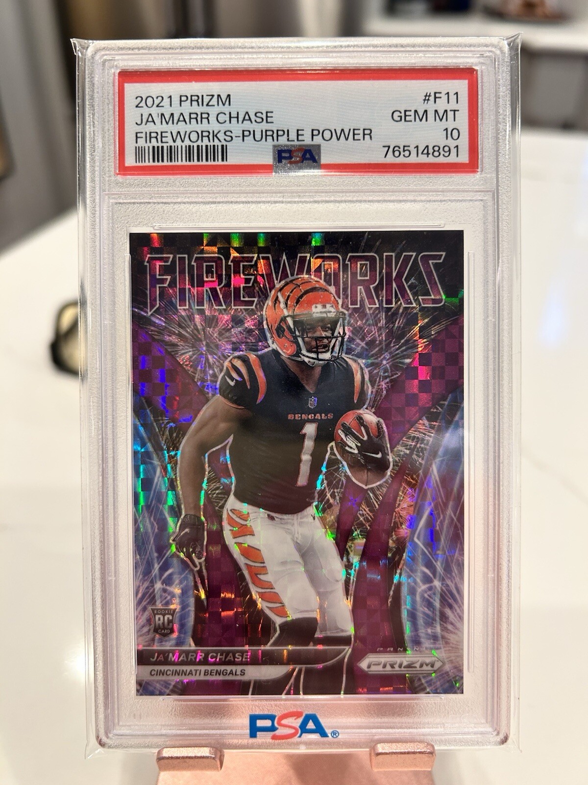 2021 Panini Prizm Jamarr Chase Fireworks Purple Power /49 ⚡️PSA 10 PoP 5 ⚡️
