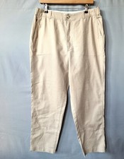 Uniqlo Linen Cotton Tapered Pants Women Beige Size XL Waist 34 in