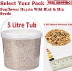 Sunflower Hearts Wild Bird Food Seeds 5L Tub & Mixed Seeds 1 Kg Dehulled Kernels