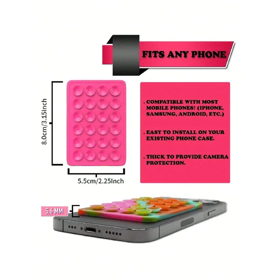 Mobile Phone Silicone Suction Cup Holder, Non-Slip Square Pad, Hands-Free Mount - Image 2 of 4