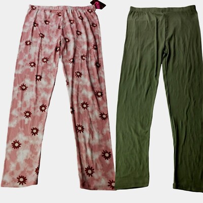 Set of 2 Leggings For Girls Size Green & Pink ''Young-Hearts'' New