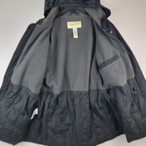 Eddie Bauer Womens Hooded Jacket Medium Black Nylon Fleece Lined Parka Full Zip - Picture 3 of 17