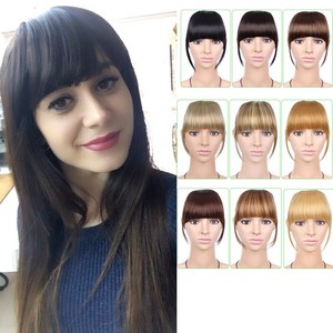 Natural Clip On Bangs Hair Extensions Synthetic Thin Air Hair