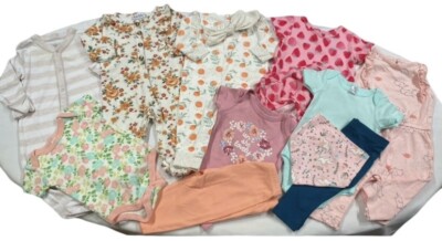 Girls Baby Clothes Lot 3 6M Mixed Brands 13 Pieces All Seasons Preowned