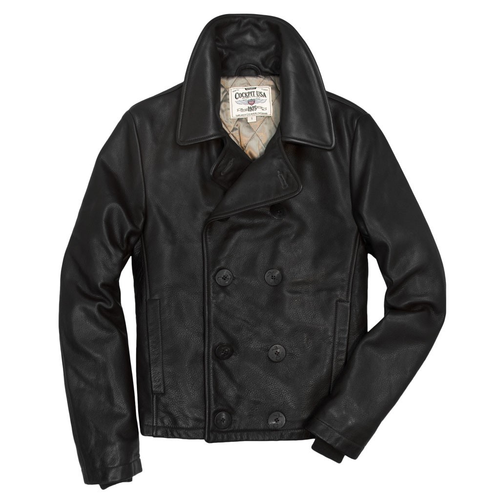 COCKPIT USA Naval Short Leather Peacoat Black,Dark Brown USA MADE