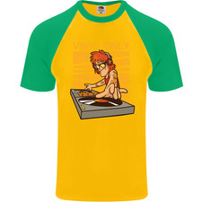 DJ Decks Vinyl Only Funny DJing Turntable Mens S/S Baseball T-Shirt