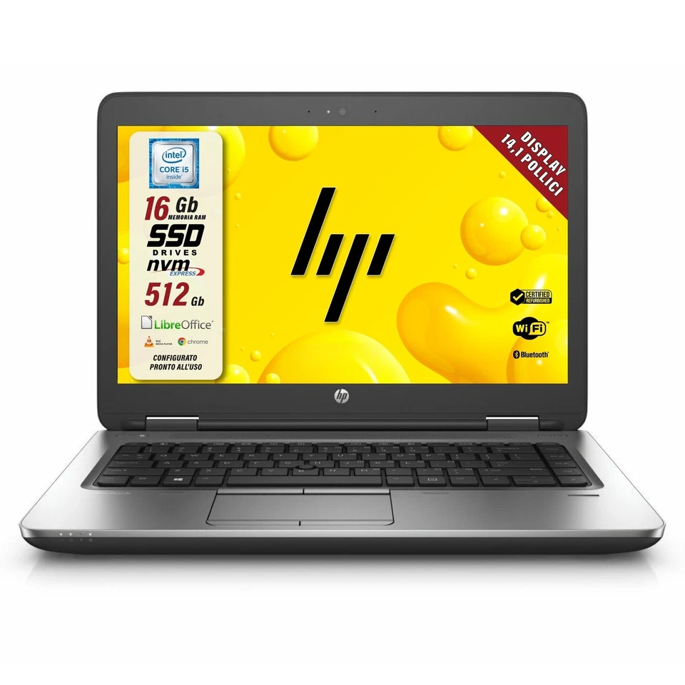 Notebook Pc Portatile HP 640 G2 14" I5-6200u 16Gb 512Gb Win10 Pro Ricondizionato