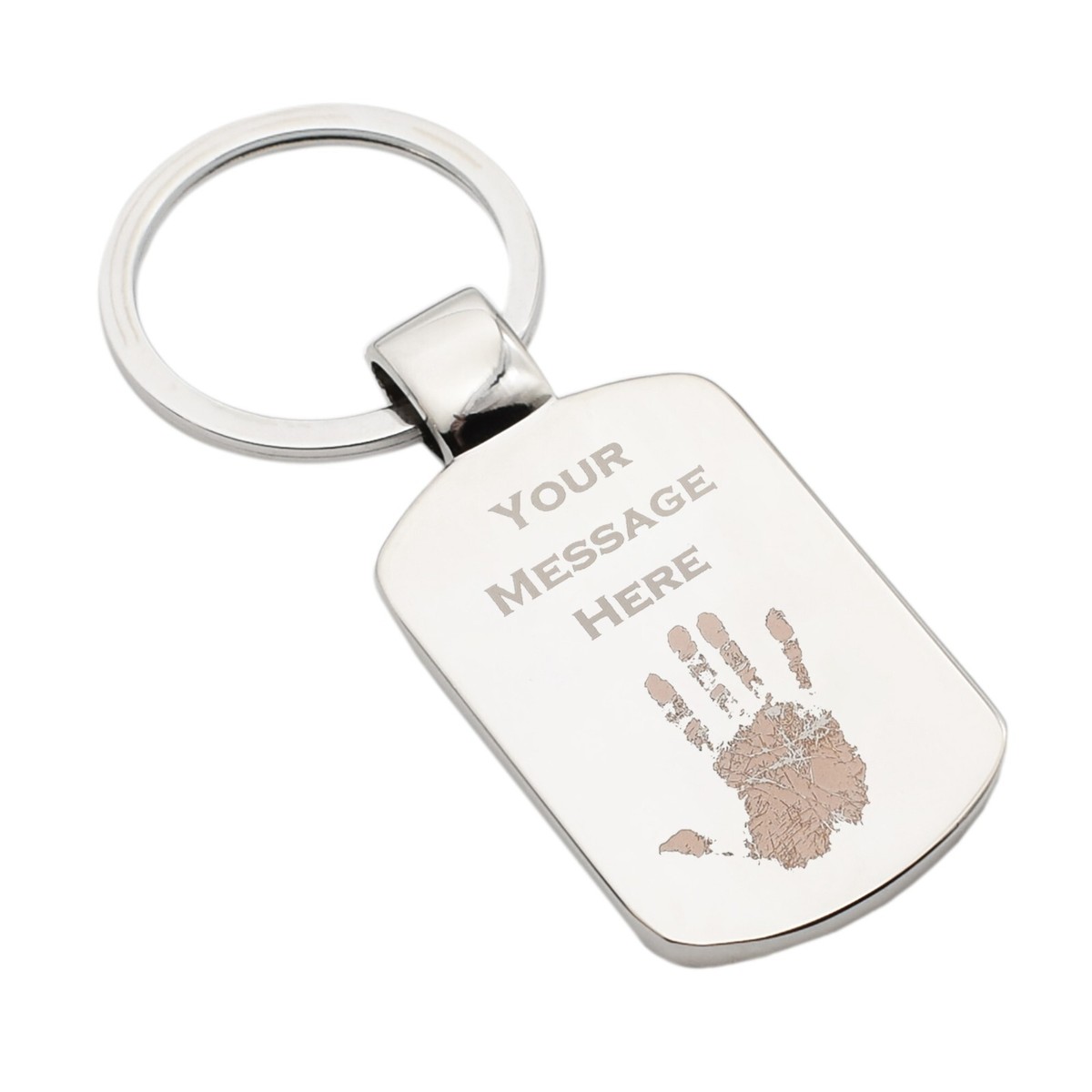Engraved with Personalised Handprint Personalised Message Silver