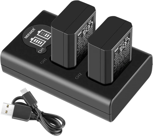 Neewer NP-FW50 Dual Camera Battery & Charger Set Sony RX10 ZV-E10 A7 A6500 +More