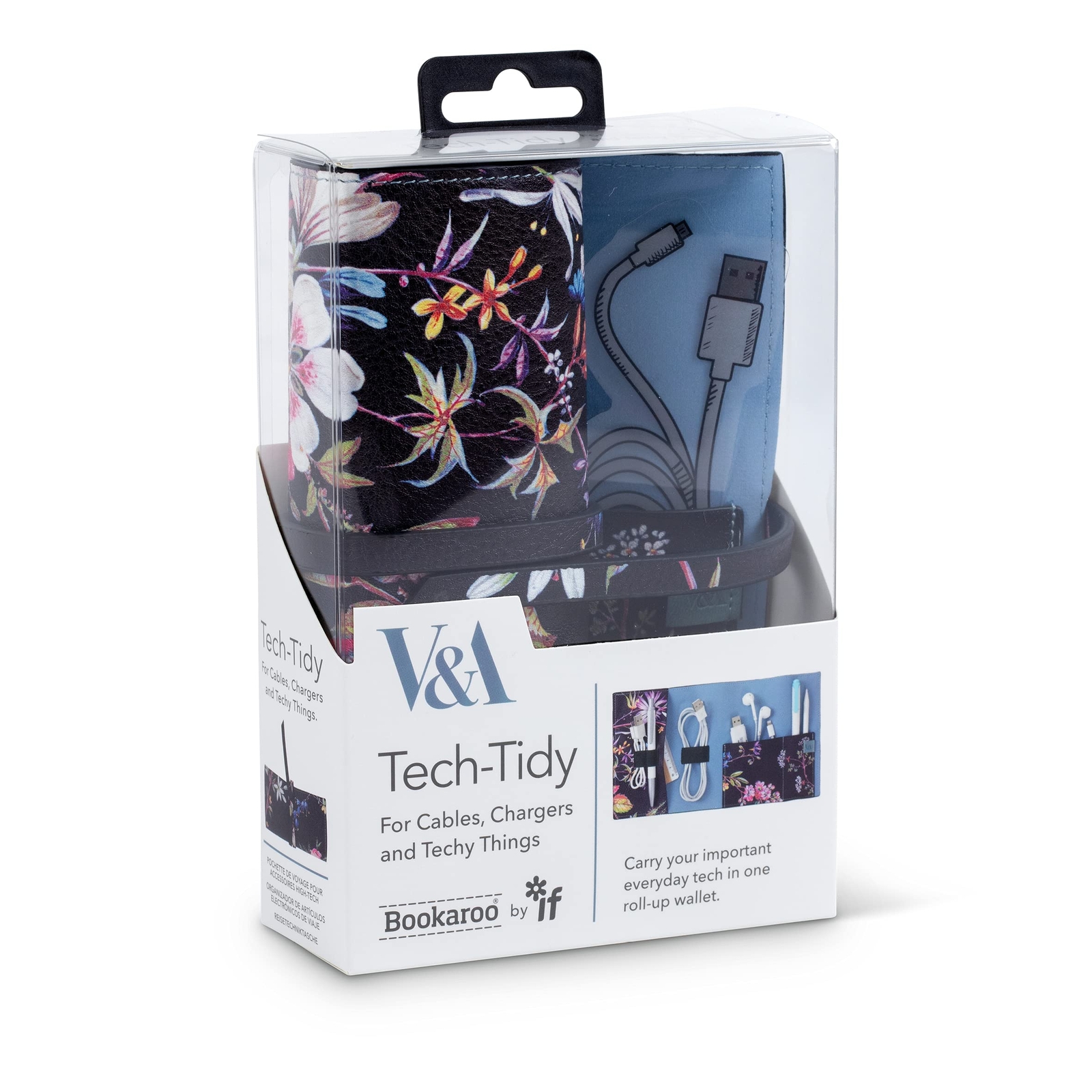IF V & A Bookaroo Tech-Tidy Kilburn Black Floral Kilburn Black Floral Tech-Tidy