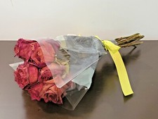 Real Air Dried 12 Red Long Stemmed Roses Flowers Bouquet NEW PSJ