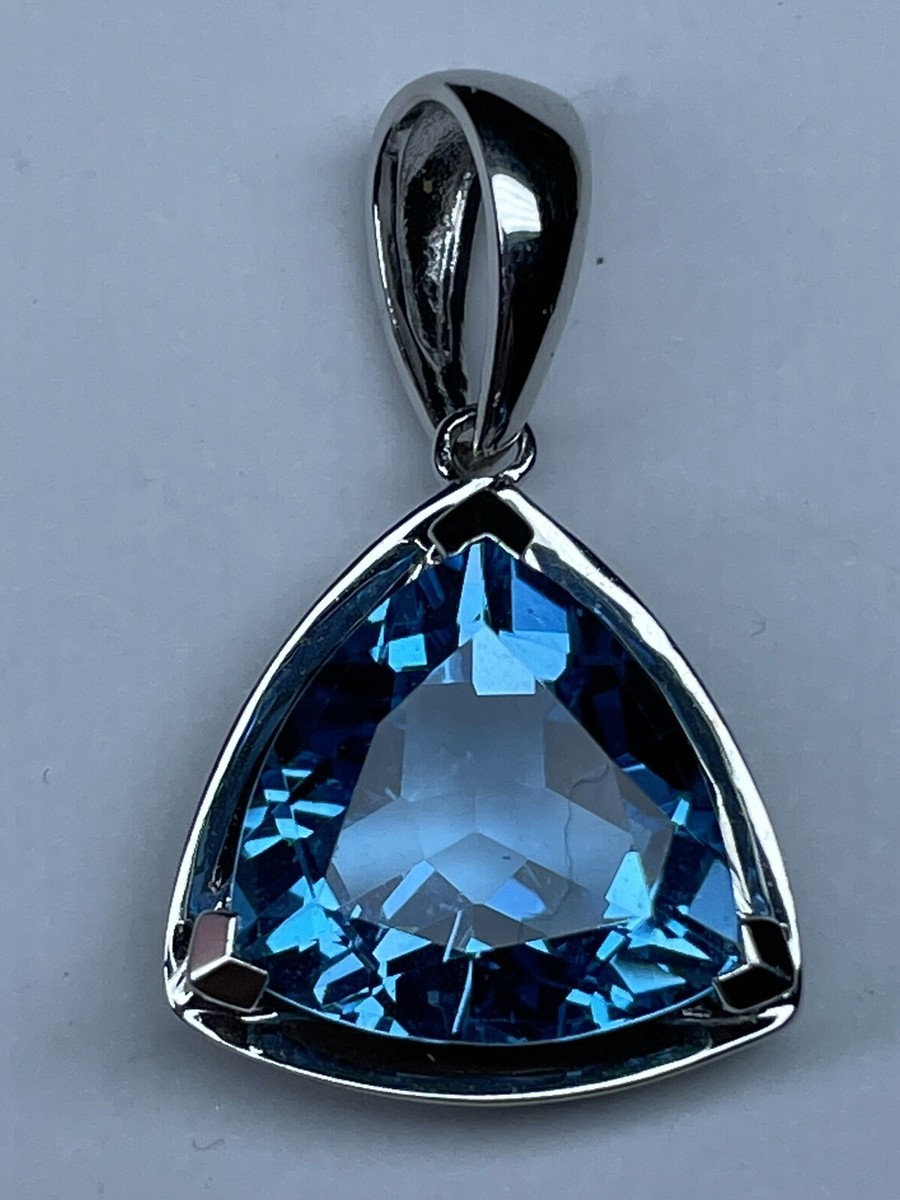 Carat Trillion Cut Blue Topaz EFFY BH 14K White Gold Designer
