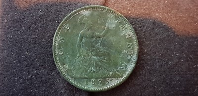 1875 Queen Victoria, sitzender Britannia Penny. kopf seitenteil kupferkrankheit L62j