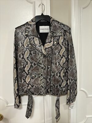 stand studio Biker leather Jacket
