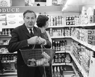 Chancellor of the Exchequer James Callaghan MP shopping with - 1967 Old Photo 2