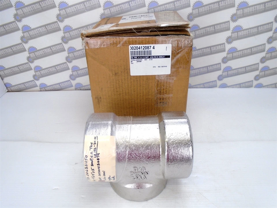 PENN - 316 SS FORGED Reducer TEE 4"- 4 in 4x4x2 FNPT - 3000 lb - A182-316SS - Image 2 of 4
