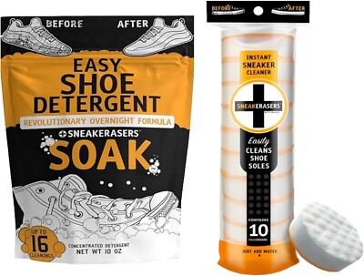 SneakERASERS Instant Sole (10 pieces ) and Overnight Soak Shoe Sneaker Cleaner