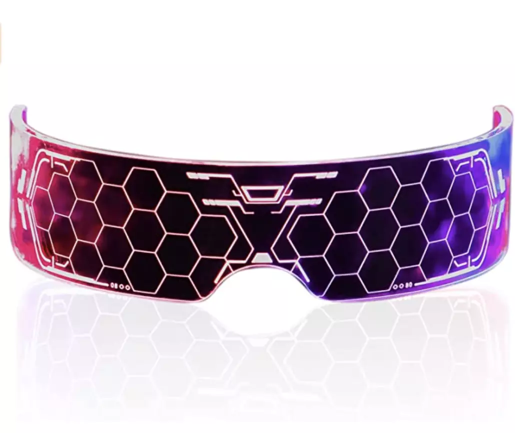 Futuristic LED Glasses Light Up Glasses Cool Neon Cyber Robot Sunglasses  NEW