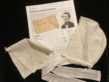 2 ANTIQUE EMBROIDERED WHITE WORK  LACE BABY BONNETS W/ PROVENANCE EARLY 1800 S