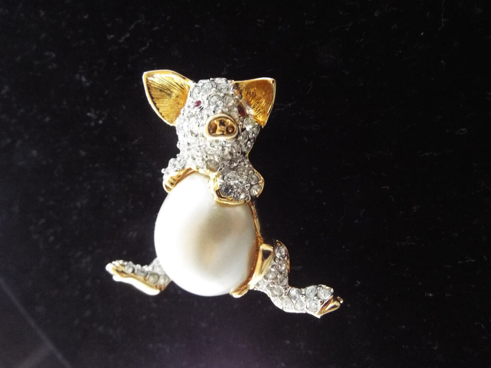 Vintage Signed Kenneth Jay Lane Rhinestone Pig Br… - image 5