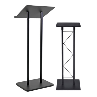 Kingdom KML14BKM1 Metal Side Stand Table and Podium Bundle