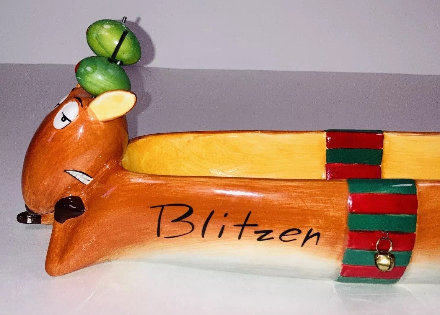 Mud Pie *Blitzen*  Reindeer Olive Charcuterie Cracker Dish – 14.5” Rare HTF VTG