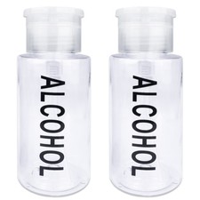 Pana 7oz Alcohol Labeled Pump Dispenser Empty Bottle w/Flip Top Cap - Clear 2pcs